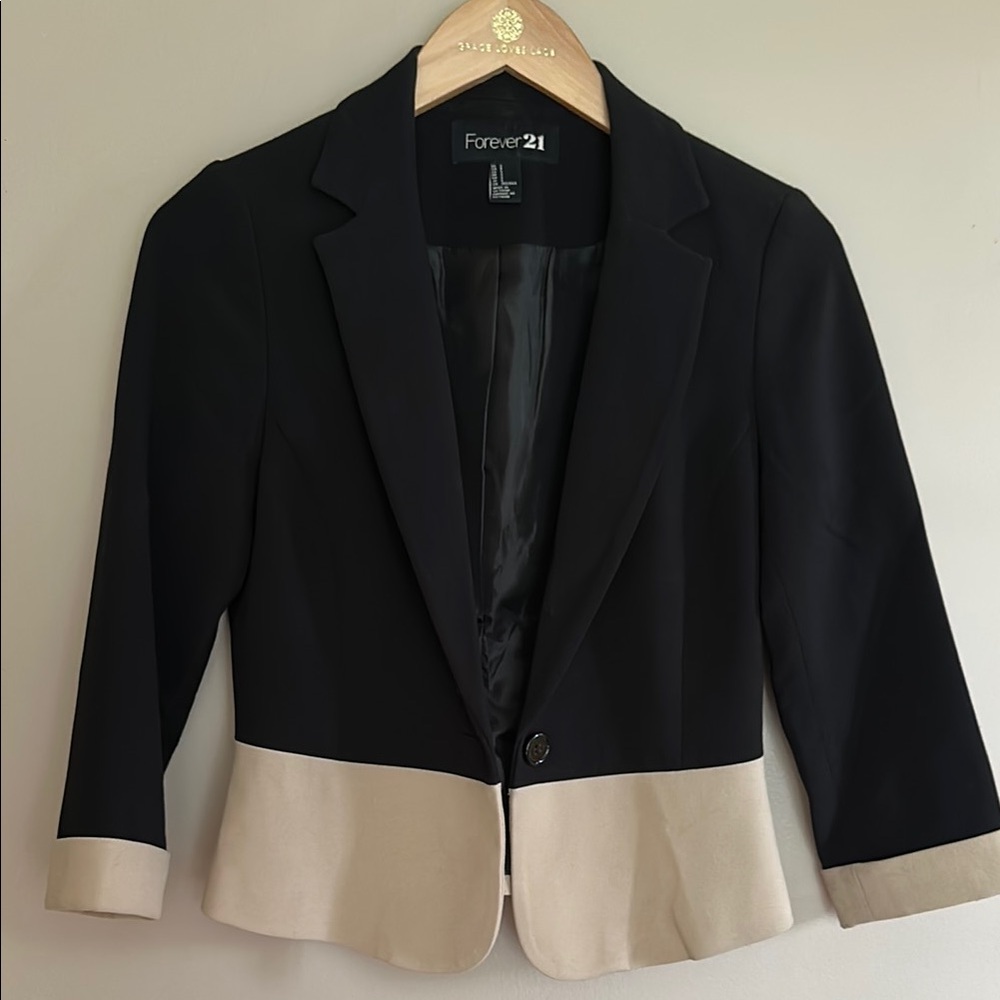 Forever 21 Black and Tan Color Block Blazer